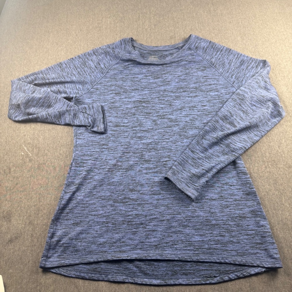 ClimateRight by Cuddl Duds Womens Blue Denim Space Dye Thumbhole Base Layer M